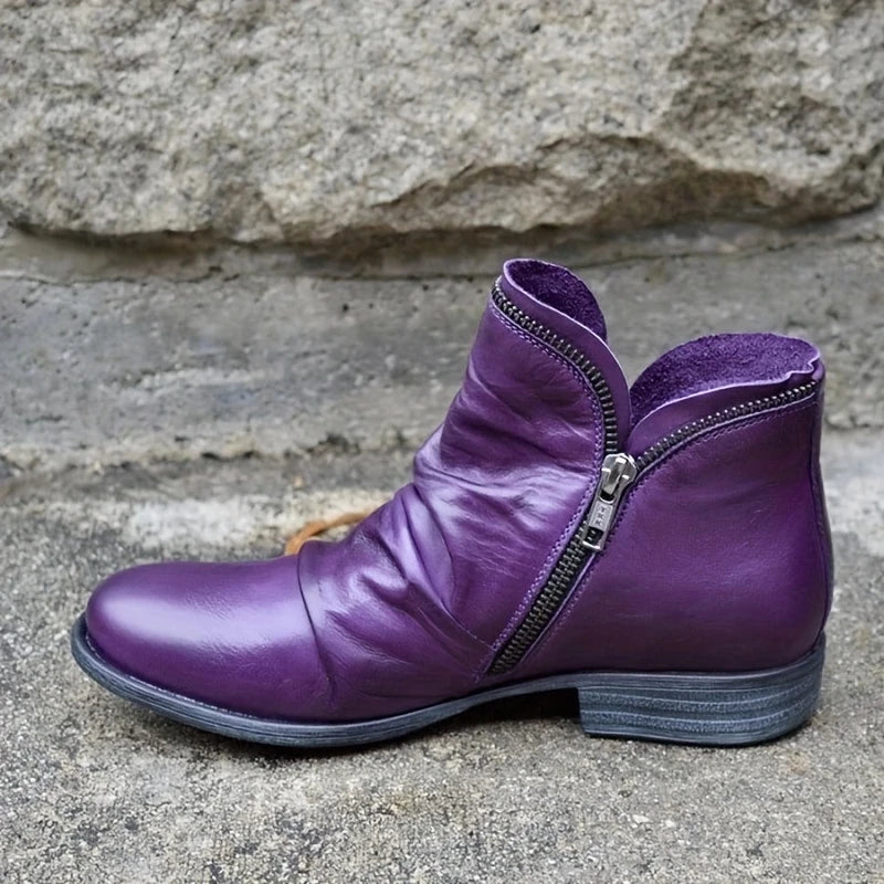 MARTIN - Bottes en cuir femme Fermeture éclair latérale