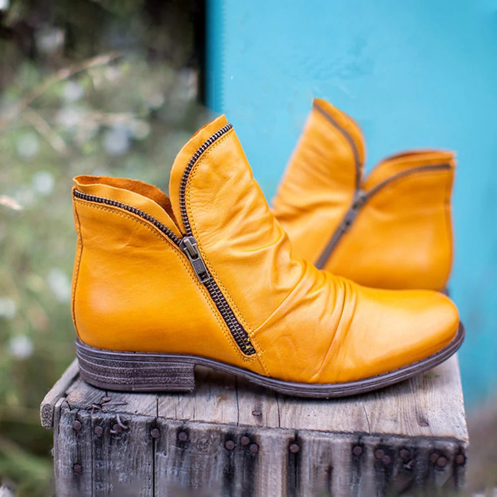 MARTIN - Bottes en cuir femme Fermeture éclair latérale