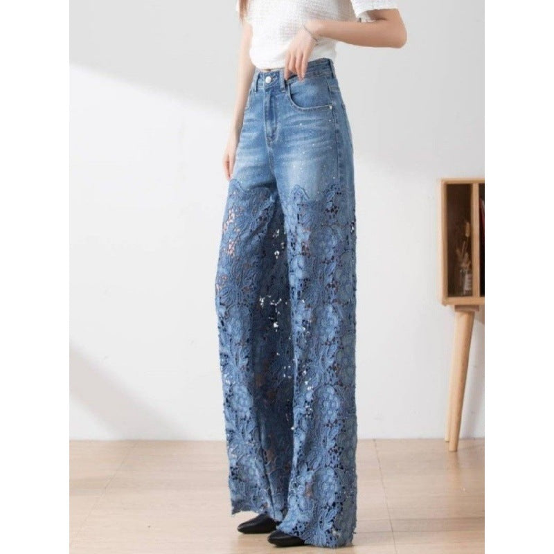 SORAYA – Pantalon Femme Taille Haute à Jambes Larges et Coutures Stylées