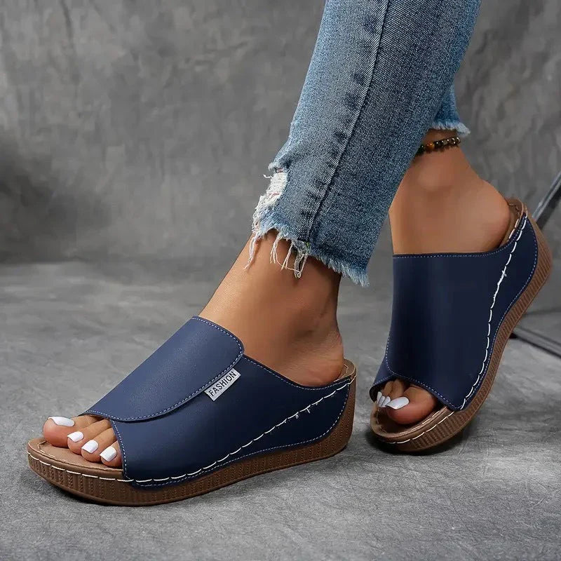 Maëlys – Sandales compensées d'été à bout ouvert style romain pour femme