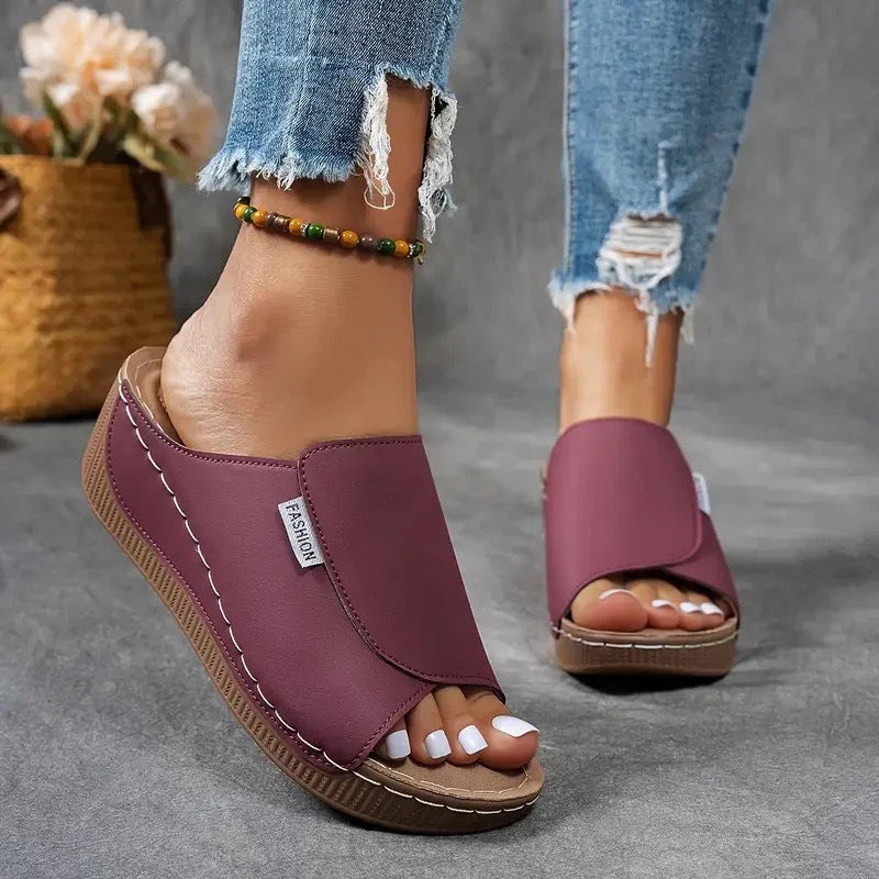 Maëlys – Sandales compensées d'été à bout ouvert style romain pour femme