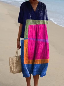 Maïna – Robe Tunique Grande Taille à Manches Courtes avec Poche