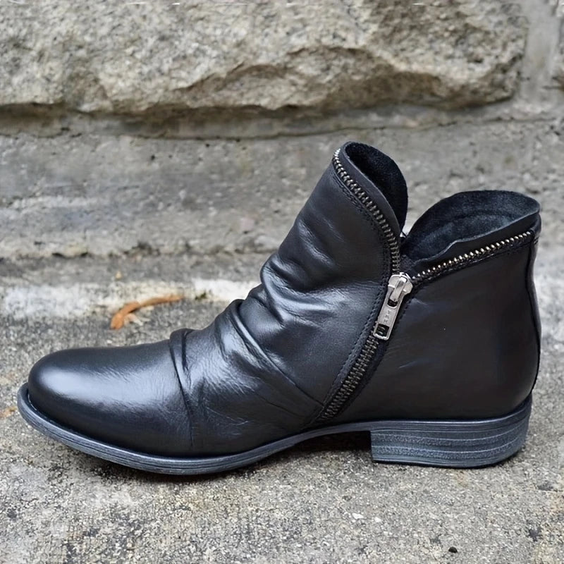 MARTIN - Bottes en cuir femme Fermeture éclair latérale