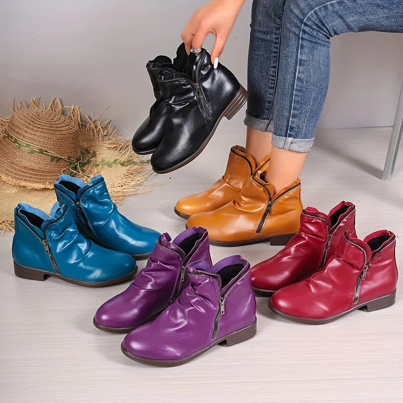 MARTIN - Bottes en cuir femme Fermeture éclair latérale