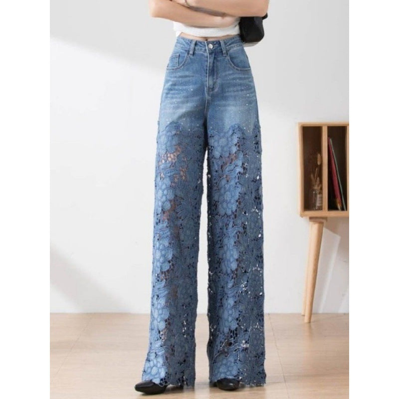 SORAYA – Pantalon Femme Taille Haute à Jambes Larges et Coutures Stylées