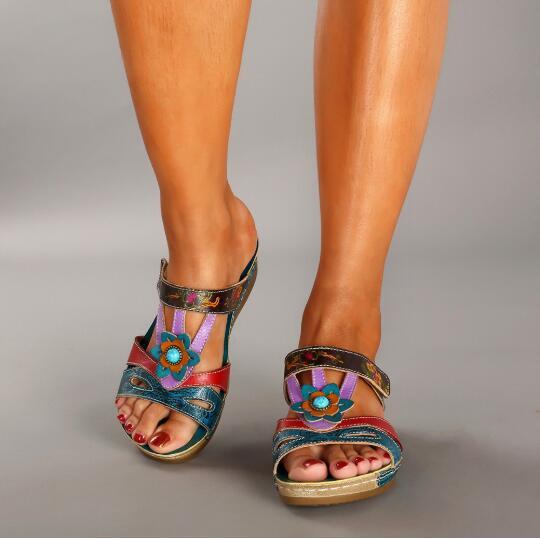 JOE - Sandales Ethniques à Talon – Design Floral et Élégance Estivale | Vint Vogue