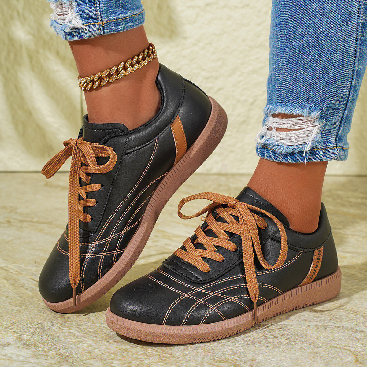 DINA - Baskets Rétro à Lacets Semelle Épaisse