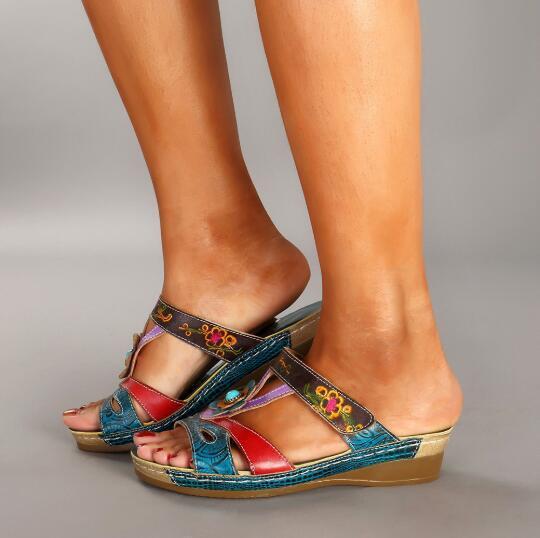 JOE - Sandales Ethniques à Talon – Design Floral et Élégance Estivale | Vint Vogue