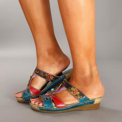 JOE - Sandales Ethniques à Talon – Design Floral et Élégance Estivale | Vint Vogue
