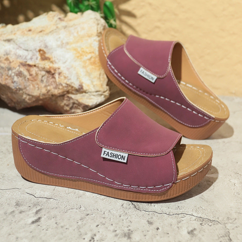 Maëlys – Sandales compensées d'été à bout ouvert style romain pour femme