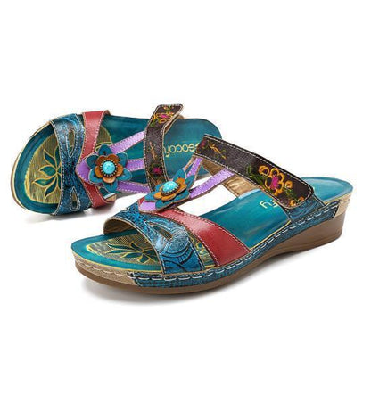JOE - Sandales Ethniques à Talon – Design Floral et Élégance Estivale | Vint Vogue