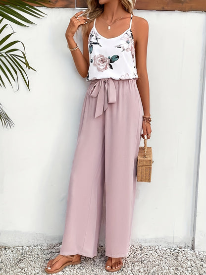 ÉLODIE – Ensemble fleuri femme à bretelles imprimé floral & allure française