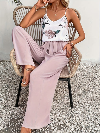 ÉLODIE – Ensemble fleuri femme à bretelles imprimé floral & allure française