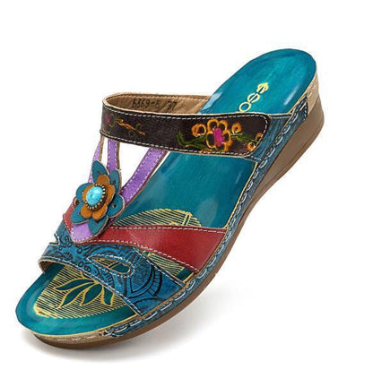 JOE - Sandales Ethniques à Talon – Design Floral et Élégance Estivale | Vint Vogue
