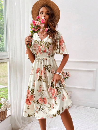 ÉLODIE – Robe à imprimé floral pour femme avec taille cintrée élégante