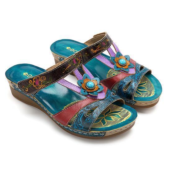 JOE - Sandales Ethniques à Talon – Design Floral et Élégance Estivale | Vint Vogue