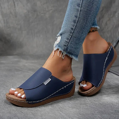 Maëlys – Sandales compensées d'été à bout ouvert style romain pour femme