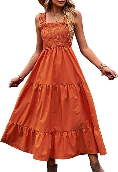 ALICIA – Robe longue d'été bohème décontractée à bretelles fines pour femme