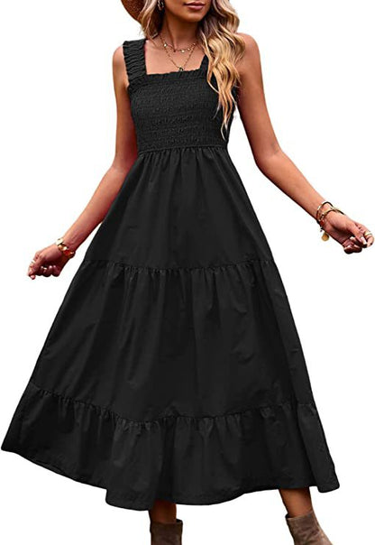 ALICIA – Robe longue d'été bohème décontractée à bretelles fines pour femme