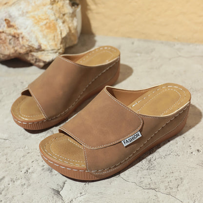Maëlys – Sandales compensées d'été à bout ouvert style romain pour femme