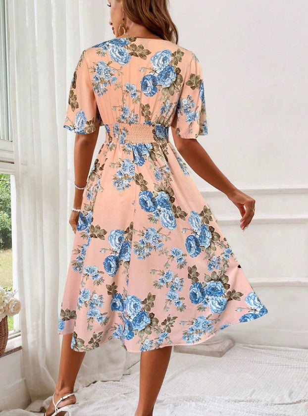ÉLODIE – Robe à imprimé floral pour femme avec taille cintrée élégante