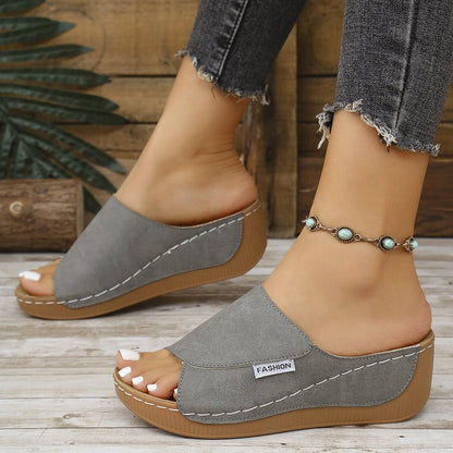 Maëlys – Sandales compensées d'été à bout ouvert style romain pour femme
