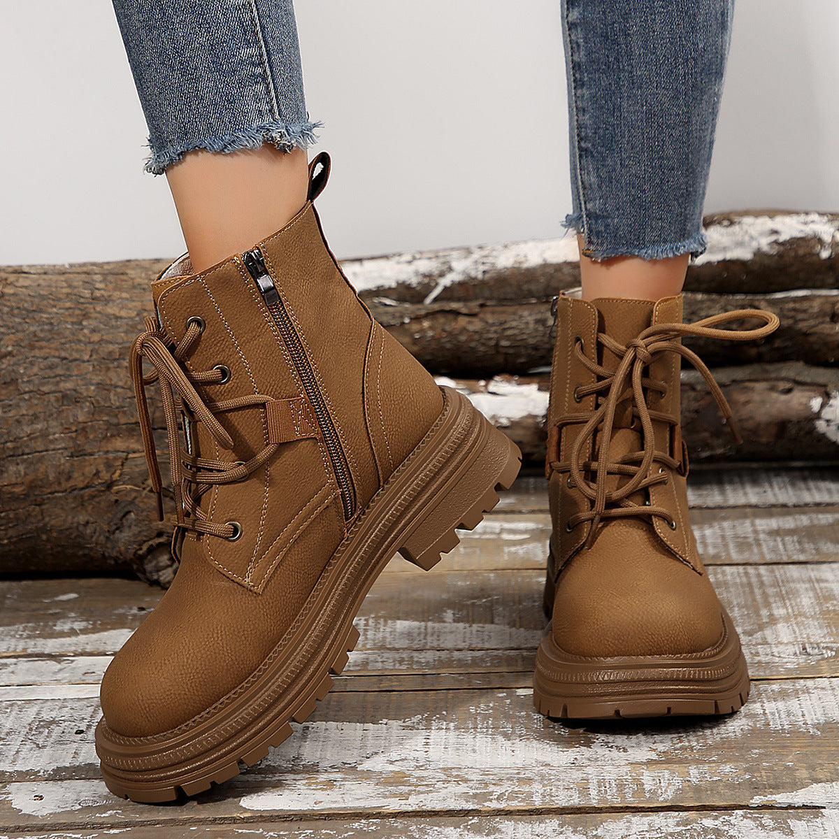 SILA - Bottines à talon carré lacées