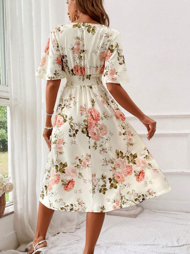 ÉLODIE – Robe à imprimé floral pour femme avec taille cintrée élégante