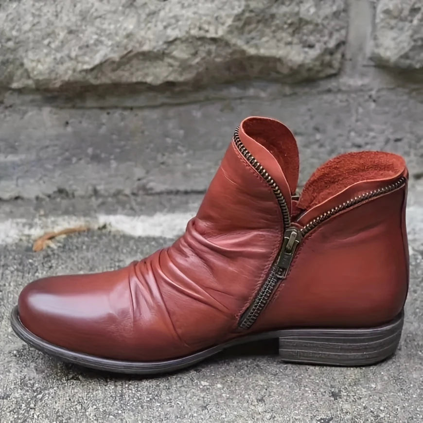 MARTIN - Bottes en cuir femme  Fermeture éclair latérale
