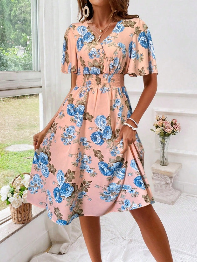 ÉLODIE – Robe à imprimé floral pour femme avec taille cintrée élégante