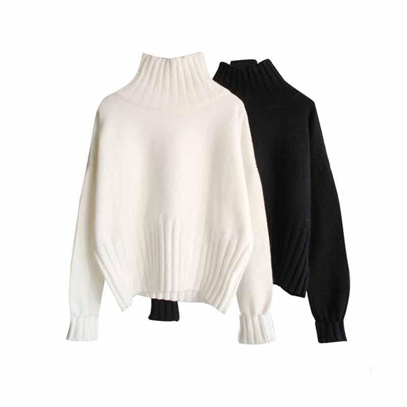 Pull-over ample style décontracté tendance, col roulé
