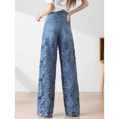 SORAYA – Pantalon Femme Taille Haute à Jambes Larges et Coutures Stylées